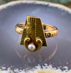 Antique 14K & Pearl Egyptian Revival Conversion Ring