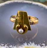 Antique 14K & Pearl Egyptian Revival Conversion Ring