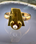 Antique 14K & Pearl Egyptian Revival Conversion Ring