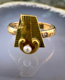 Antique 14K & Pearl Egyptian Revival Conversion Ring