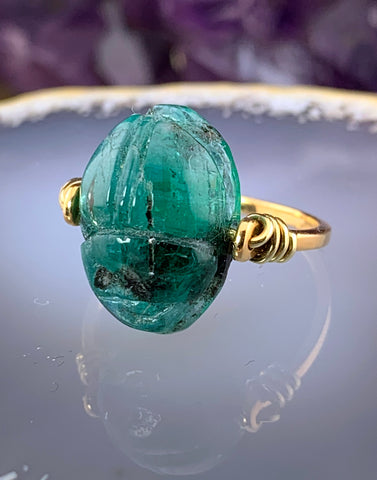 Curio Original Gem Scarab Specimen Rings In 18K Gold