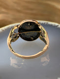 Antique Archeological Revival 10K, Diamond & Hand Painted Enamel Athena Ring