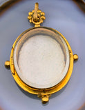 Antique French Hand Painted Enamel & Seed Pearl Locket Pendant in Pomponne