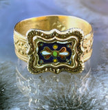 Antique 14K, Gilt Silver, Glass Inlay & Enamel Conversion Ring