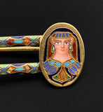 Antique Egyptian Revival 18K & Enamel Bar Pin Brooch