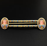 Antique Egyptian Revival 18K & Enamel Bar Pin Brooch