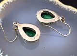 Estate Sterling Silver & Emerald Earrings