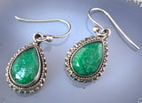 Estate Sterling Silver & Emerald Earrings