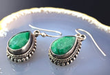 Estate Sterling Silver & Emerald Earrings