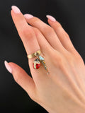 14K, 10K, Silver & Diamond & Enamel Novelty Charm Conversion Ring