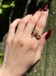 Vintage 18K, Diamond & Emerald Hand Ring