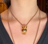 Vintage 18K, Diamond & Ruby Owl Brooch
