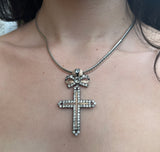 Antique French Regional Silver & Paste Cross Pendant