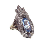 Art Deco Platinum, 14K, Diamond & Aquamarine Conversion Ring