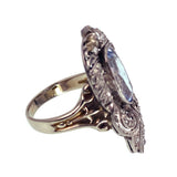 Art Deco Platinum, 14K, Diamond & Aquamarine Conversion Ring