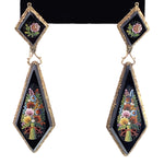 Antique Italian 14K & Micro-Mosaic Floral Day & Night Earrings