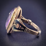 Antique 14K, Diamond, Amethyst & Enamel Floral Ring