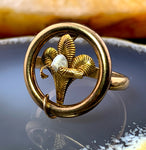 Antique 14K & Natural Pearl Lily Conversion Ring