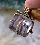 Antique 10K & Engraved Amethyst Spinner Watch Fob