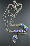 Antique French Silver & Enamel Slide Chain Necklace