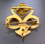 Antique Art Nouveau Floral Brooch in Gold Fill ‘Fix’ w/ Sapphire
