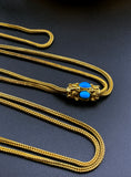 Antique Art Glass Serpentine Slide Chain in Gold Fill