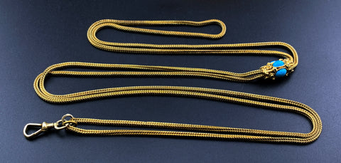 Antique Art Glass Serpentine Slide Chain in Gold Fill