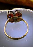 Antique 14K, Garnet & Seed Pearl Clover Conversion Ring
