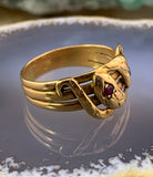 Antique French 18K, Ruby & Sapphire Double Snake Ring