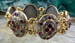 Antique Gold Over Aluminum & Garnet Bracelet & Brooch