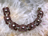 Antique Austro-Hungarian Silver, Garnet & Pearl Bracelet