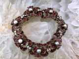 Antique Austro-Hungarian Silver, Garnet & Pearl Bracelet