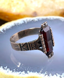 Antique Edwardian 10K, Garnet & Seed Pearl Ring