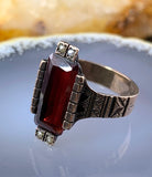 Antique Edwardian 10K, Garnet & Seed Pearl Ring