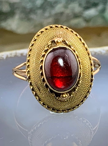 Antique 14K, 9K & Garnet Conversion Ring