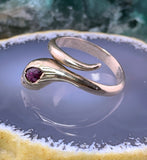Vintage French 9K & Garnet Snake Ring