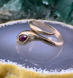 Vintage French 9K & Garnet Snake Ring