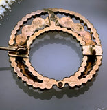 Antique Silver, Garnet Gold & Bohemian Garnet Crescent Brooch