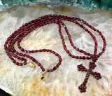 Antique Garnet Cross Necklace in Garnet Gold