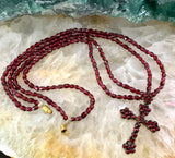 Antique Garnet Cross Necklace in Garnet Gold