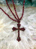 Antique Garnet Cross Necklace in Garnet Gold