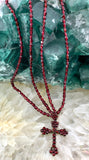 Antique Garnet Cross Necklace in Garnet Gold