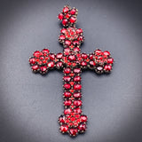 Antique Bohemian Garnet Cross Pendant