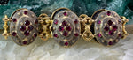 Antique Gold Over Aluminum & Garnet Bracelet & Brooch