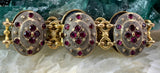 Antique Gold Over Aluminum & Garnet Bracelet & Brooch