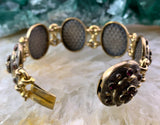 Antique Gold Over Aluminum & Garnet Bracelet & Brooch