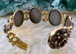 Antique Gold Over Aluminum & Garnet Bracelet & Brooch