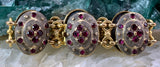 Antique Gold Over Aluminum & Garnet Bracelet & Brooch