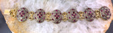 Antique Gold Over Aluminum & Garnet Bracelet & Brooch