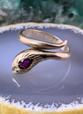 Vintage French 9K & Garnet Snake Ring